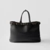 Prada Buckle Leather Bag with Studded Belt