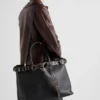Prada Buckle Leather Bag with Studded Belt