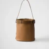 Prada Buckle Leather Bucket Bag with Belt