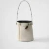 Prada Buckle Leather Bucket Bag with Jeweled Belt