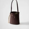 Prada Buckle Leather Bucket Bag with Jeweled Belt
