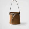 Prada Buckle Leather Bucket Bag with Studded Belt