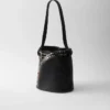Prada Buckle Leather Bucket Bag with Studded Belt