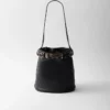 Prada Buckle Leather Bucket Bag with Studded Belt
