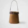 Prada Buckle Leather Bucket Bag with Studded Belt