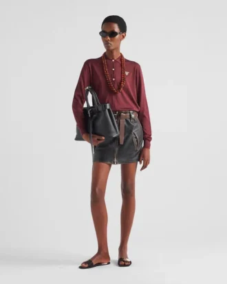 Prada Buckle Medium Leather Handbag with Belt