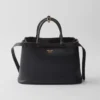 Prada Buckle Medium Leather Handbag with Double Belt