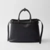 Prada Buckle Medium Leather Handbag with Double Belt