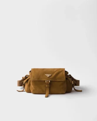 Prada Explore Medium Suede Shoulder Bag with Flap