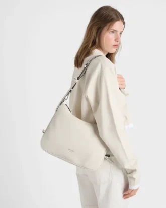 Prada Fold Large Leather Shoulder Bag