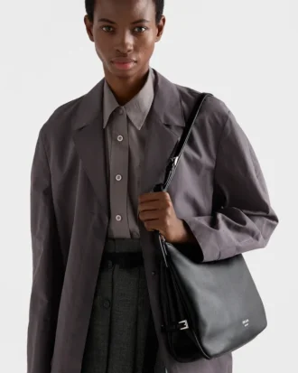 Prada Fold Large Leather Shoulder Bag