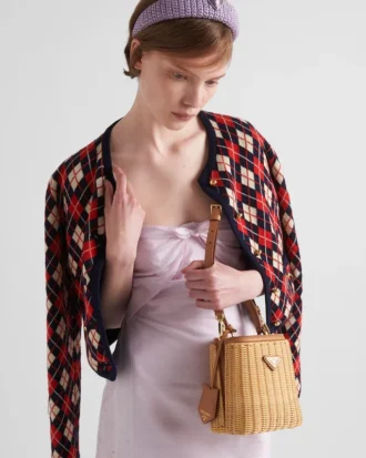 Prada Panier Mini Wicker and Leather Bag