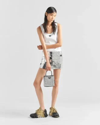 Prada Panier Satin Bag with Crystals