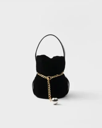 Prada Petit Sac Noir Mini Velvet and Nappa Leather Bucket Bag