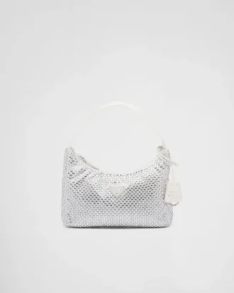 Prada Re-Edition Mini Satin Bag with Crystals