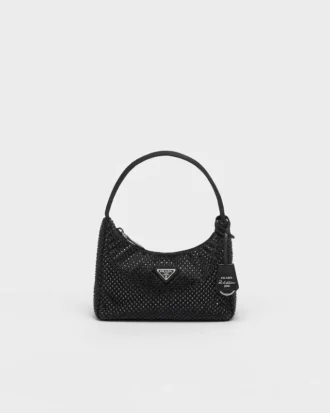Prada Re-Edition Mini Satin Bag with Crystals