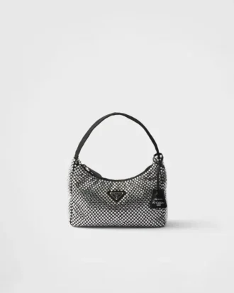 Prada Re-Edition Mini Satin Bag with Crystals