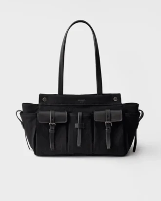 Prada Route Large Canvas and Leather Tote Bag
