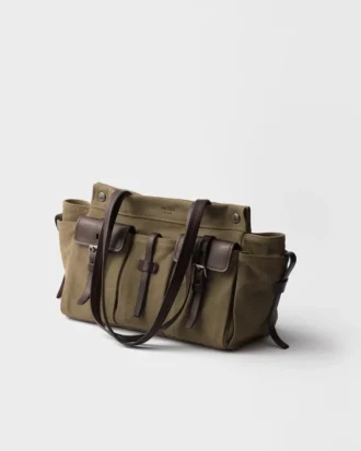 Prada Route Large Canvas and Leather Tote Bag