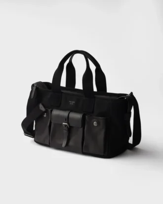 Prada Route Large Canvas and Leather Tote Bag