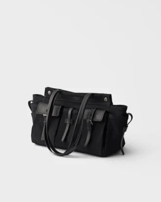 Prada Route Large Canvas and Leather Tote Bag