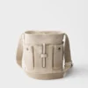 Prada Route Mini Canvas and Leather Bucket Bag