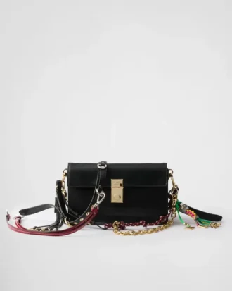 Prada Soft Sound Small Leather Shoulder Bag with Charms