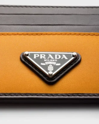 Prada Speedrock Re-Nylon and Leather Card Holder