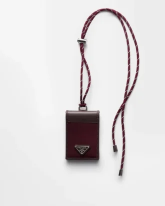 Prada Speedrock Re-Nylon and Leather Card Holder with Strap