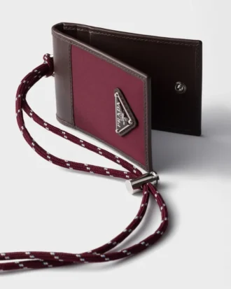 Prada Speedrock Re-Nylon and Leather Card Holder with Strap