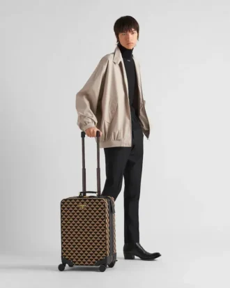 Prada Symbole Embroidered Fabric Trolley