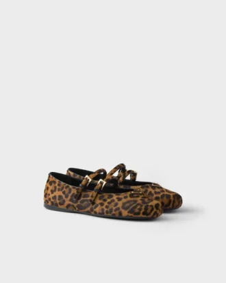 Printed Leather Ballerinas