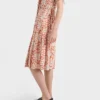 Printed Pleated Ponga Dress