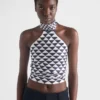 Printed Silk Twill Halter Top