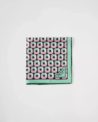 Printed Silk Twill Scarf 55