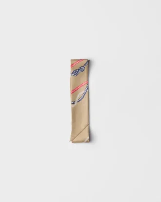 Printed Silk Twill Skinny Scarf