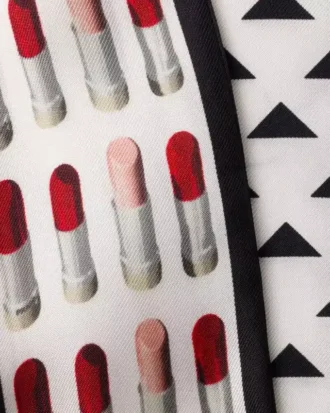 Printed Silk Twill Skinny Scarf