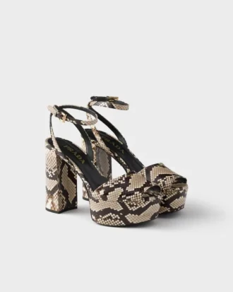 Python-Print Ayers Leather Platform Sandals