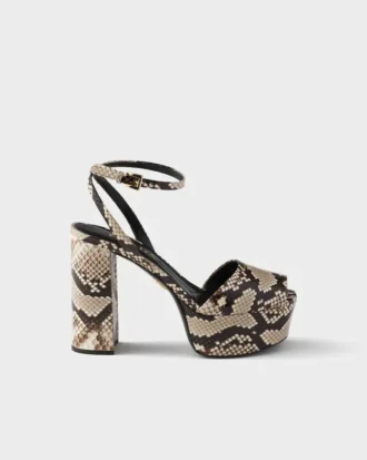 Python-Print Ayers Leather Platform Sandals