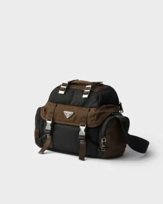 Re-Nylon and Leather Shoulder Bag