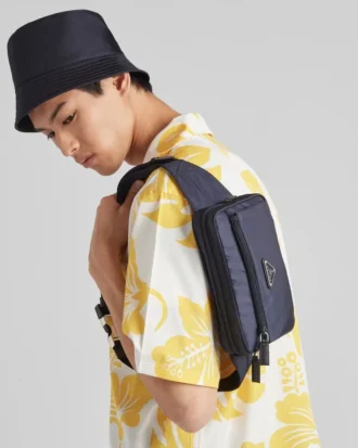 Re-Nylon and Saffiano Leather Belt Bag