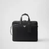 Re-Nylon and Saffiano Leather Briefcase