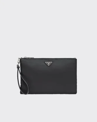 Re-Nylon and Saffiano Leather Pouch