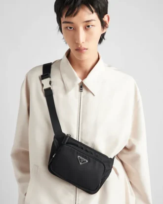 Re-Nylon and Saffiano Leather Shoulder Bag