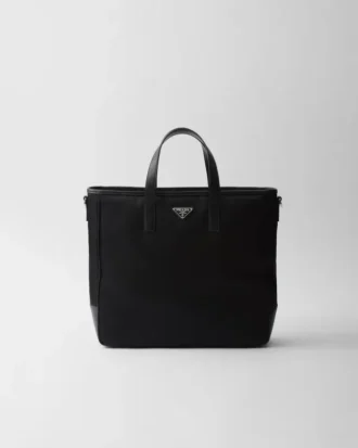 Re-Nylon and Saffiano Leather Tote Bag