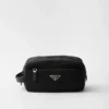 Re-Nylon and Saffiano Leather Travel Pouch