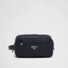 Re-Nylon and Saffiano Leather Travel Pouch