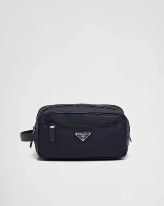 Re-Nylon and Saffiano Leather Travel Pouch