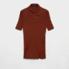 Ribbed Knit Cotton Polo Shirt