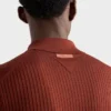 Ribbed Knit Cotton Polo Shirt